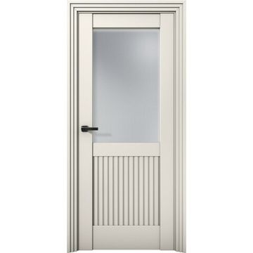 Межкомнатная дверь Никель 3 магнолия со стеклом