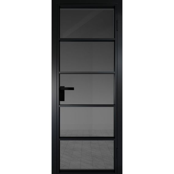 Межкомнатная алюминиевая дверь 14AG чёрная матовая RAL 9005 остеклённая