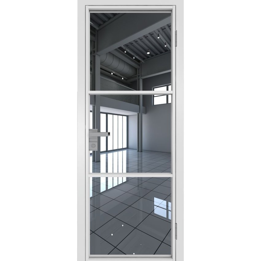 Межкомнатная алюминиевая дверь 13AG белая матовая RAL 9003 остеклённая