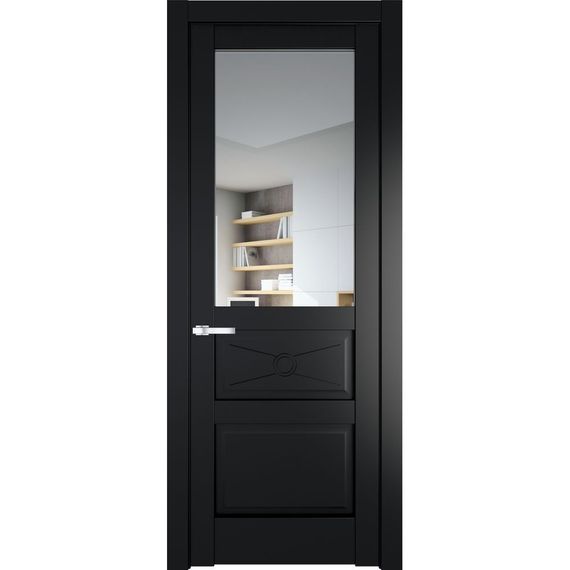 Межкомнатная дверь 1.5.2PM блэк остеклённая