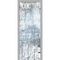 фотография стеклянной двери Граффити белое сатинато с наличниками из экошпона в цвете манхеттен