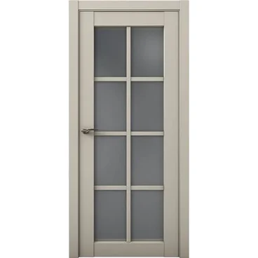 Межкомнатная дверь экошпон Кобальт 22 силк грей остеклённая