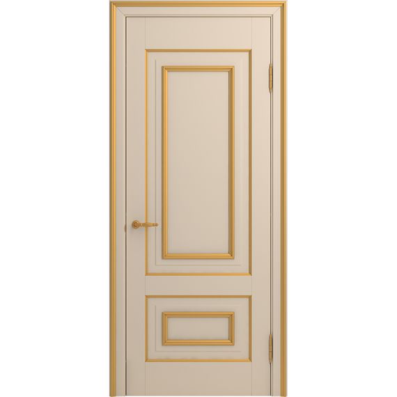 Межкомнатная дверь массив бука Viporte Неаполь ваниль патина золото глухая
