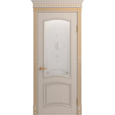 Межкомнатная дверь массив ясеня Viporte Бристоль Декор прованс глянец остеклённая
