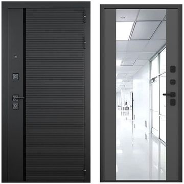 Входная дверь Пиано чёрный кварц панель зеркало Maxi