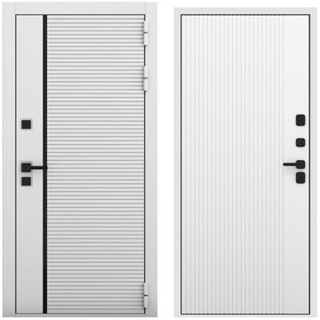 Входная дверь Пиано белый матовый панель шторм