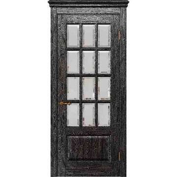 Межкомнатная дверь массив дуба Alvero Анна седая ночь остеклённая