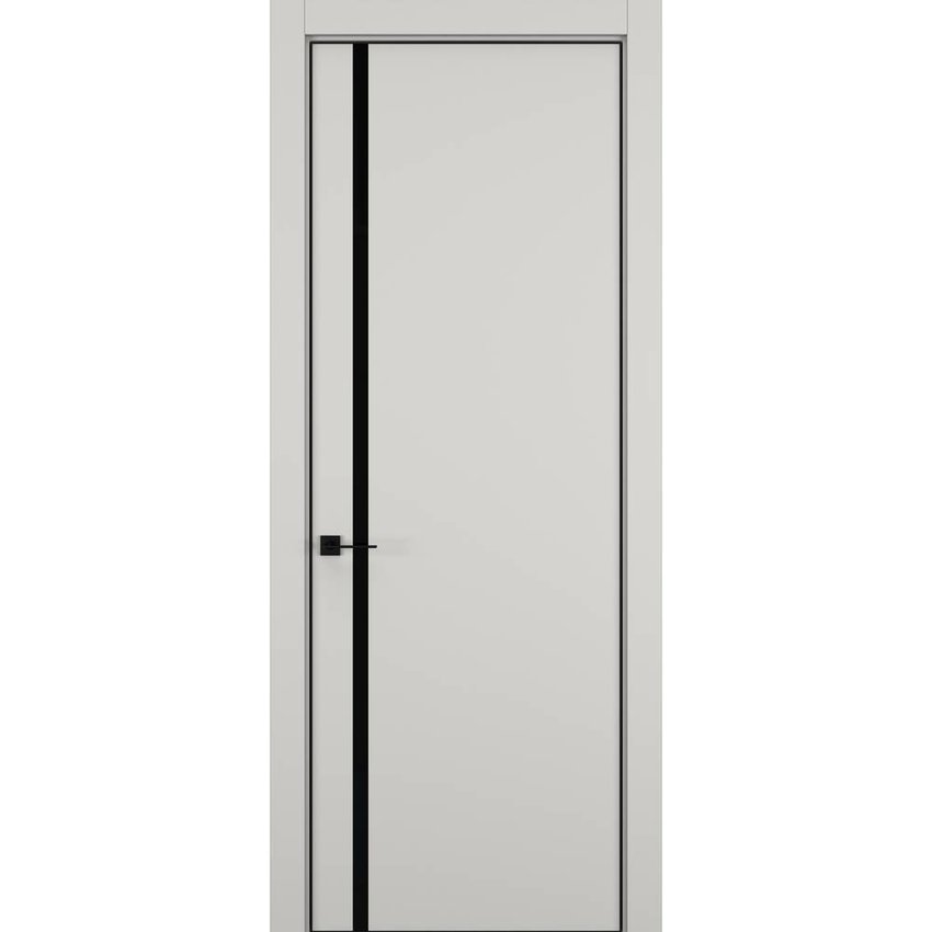 Фото межкомнатной двери керамик MN 5 слоновая кость стекло чёрное