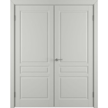Двухстворчатая распашная дверь Бриз светло-серая эмаль глухая