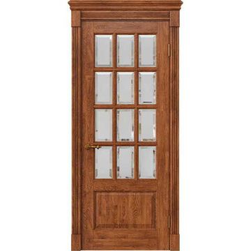 Межкомнатная дверь массив дуба Alvero Анна орех остеклённая