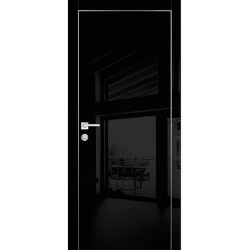 Межкомнатная дверь HGX-1 чёрный глянец с алюминиевой кромкой