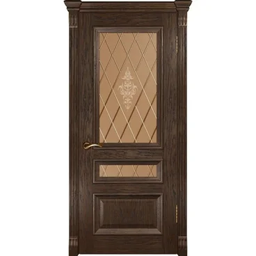 Межкомнатная дверь шпон Luxor Фараон 2 дуб морёный остеклённая