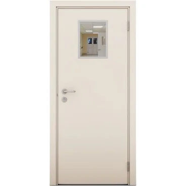 Влагостойкая дверь крем матовый остеклённая модель 3