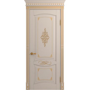 Межкомнатная дверь массив дуба селект Viporte Венеция Декор прованс патина золото глухая