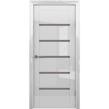 Межкомнатная дверь глянцевая Albero Вена глянец белый стекло бронзовое