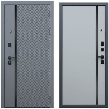Входная дверь Манчестер серая со стеклянной вставкой внутри