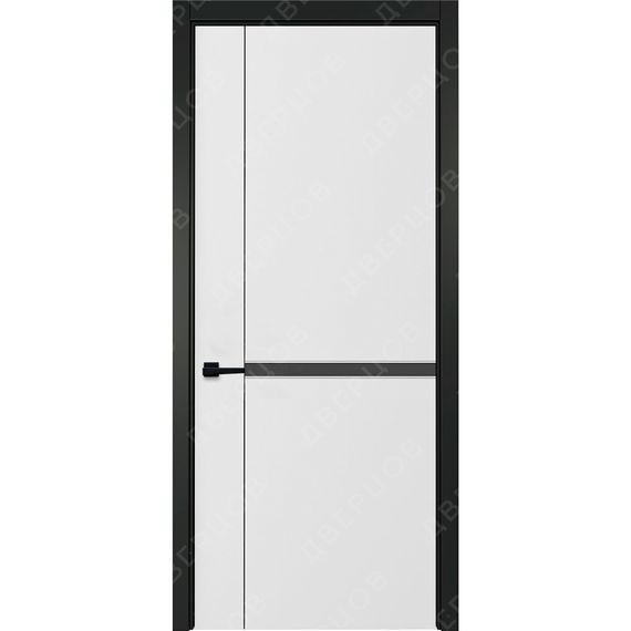 Фото белой двери Графика 2 с чёрным наличником