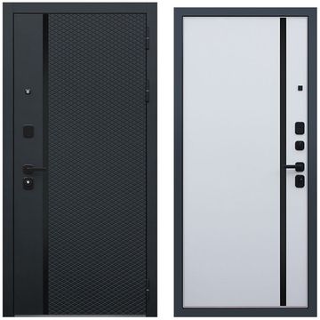 Входная дверь Ньюкасл чёрная со стеклянной вставкой внутри