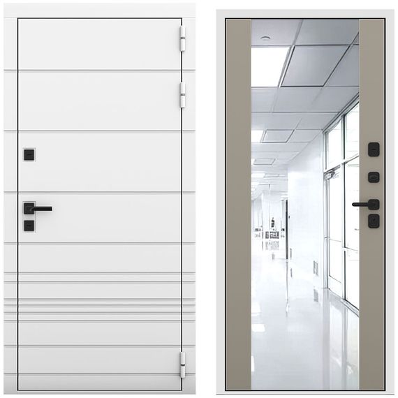 Входная дверь Бионика белый матовый панель зеркало Maxi