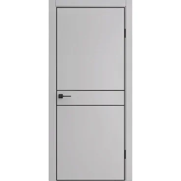 Межкомнатная дверь экошпон ДП-52 silver gray AL чёрная кромка глухая