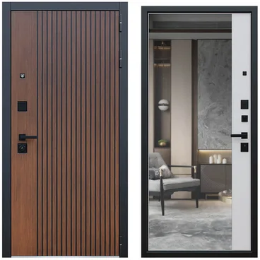 Входная дверь Velvet дуб кантри темный с зеркалом внутри