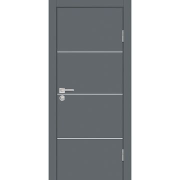 Межкомнатная дверь ПЭТ P-2 графит глухая кромка ABS в цвет полотна