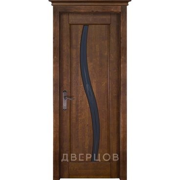 Межкомнатная дверь массив ольхи ОКА Соло античный орех остеклённая