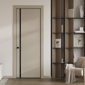 Межкомнатная дверь керамик MN 5 бежевый стекло чёрное