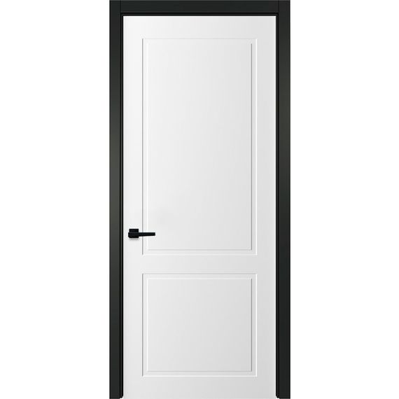 Фото белой двери Неоклассик 2 с чёрным наличником