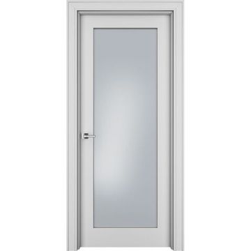 Межкомнатная дверь эмаль Ofram Паспарту белая остеклённая