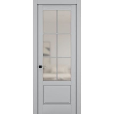 Межкомнатная дверь керамик NC 12 шеллак серый остеклённая