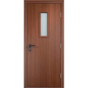 Дверь противопожарная деревянная ПВХ EI30 итальянский орех со стеклом