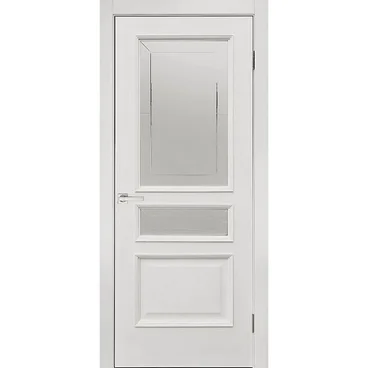 Межкомнатная дверь шпон Асти ясень белый остеклённая