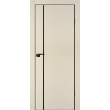 Межкомнатная бежевая дверь ПЭТ P-21 кромка ABS черная молдинг