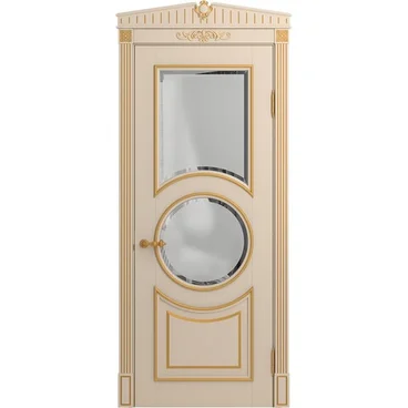 Межкомнатная дверь массив бука Лацио Амбиенте ваниль патина золото остекление 2