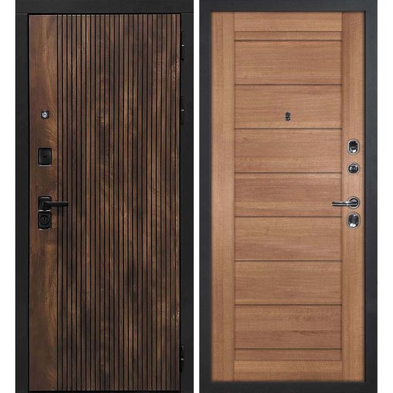 Входная дверь Лофт-1 дуб коньяк патина панель сборная миндаль