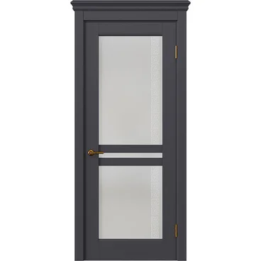 Межкомнатная дверь массив дуба селект Alvero Афина графит остеклённая