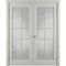 Фото двухстворчатой распашной двери Аура светло-серая эмаль со стеклом
