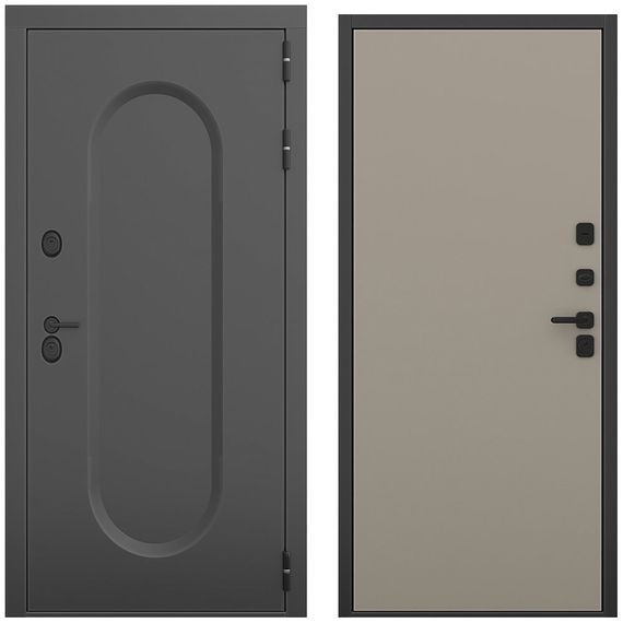 Входная дверь Мэмфис чёрный силк панель гладкая варм грей