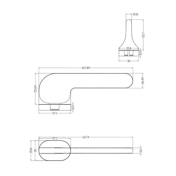 Размеры дверной ручки JASPER MOV