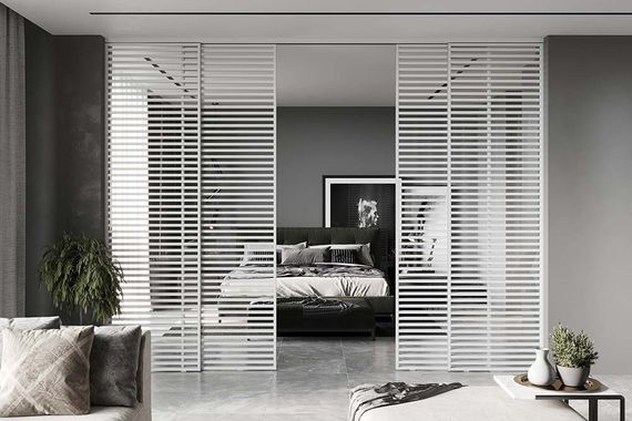 Алюминиевая стеклянная перегородка Классическая 12AG вайт стекло прозрачное