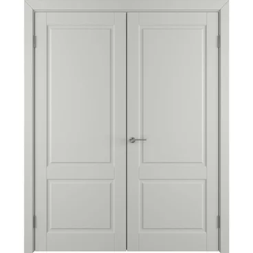 Двухстворчатая распашная дверь Патриция светло-серая эмаль глухая