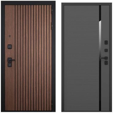 Входная дверь Шторм американский орех чёрный кварц панель пиано