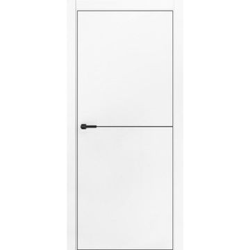 Межкомнатная дверь ПЭТ Silk-1 белая кромка ABS чёрная молдинг