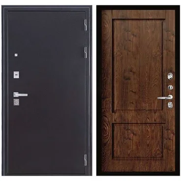 Входная дверь Колизей Плюс антик тёмное серебро панель Сицилия орех шоколадный