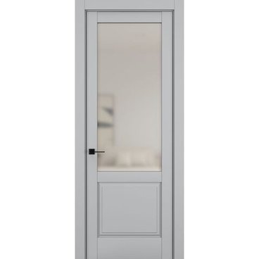 Межкомнатная дверь керамик NC 10 шеллак серый остеклённая