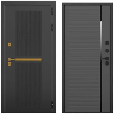 Входная дверь Артдеко чёрный силк панель пиано