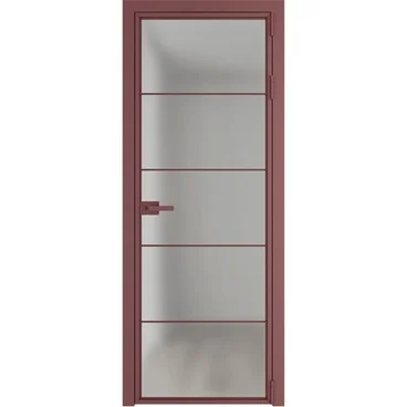 Алюминиевая межкомнатная дверь 5AХ красный антрацит остеклённая