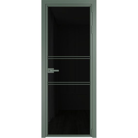 Алюминиевая межкомнатная дверь 2AX зелёный воск остеклённая