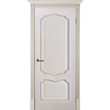 Межкомнатная дверь шпон Премьера белая с патиной глухая